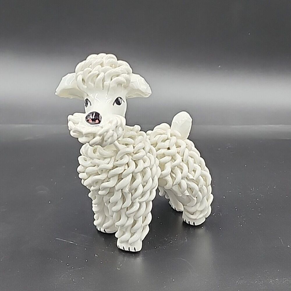 VTG Spaghetti Art French Male Poodle Dog Ceramic MCM  Italy Anthropomorphic